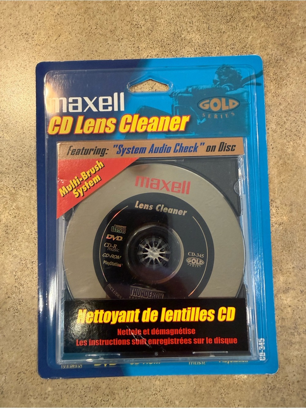 Maxell CD-R Lens Cleaner CD-345 Gold DVD ~ CD-ROM PlayStation Brush New / Sealed